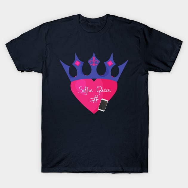 Selfie Queen Heart and Crown T-Shirt by tatadonets